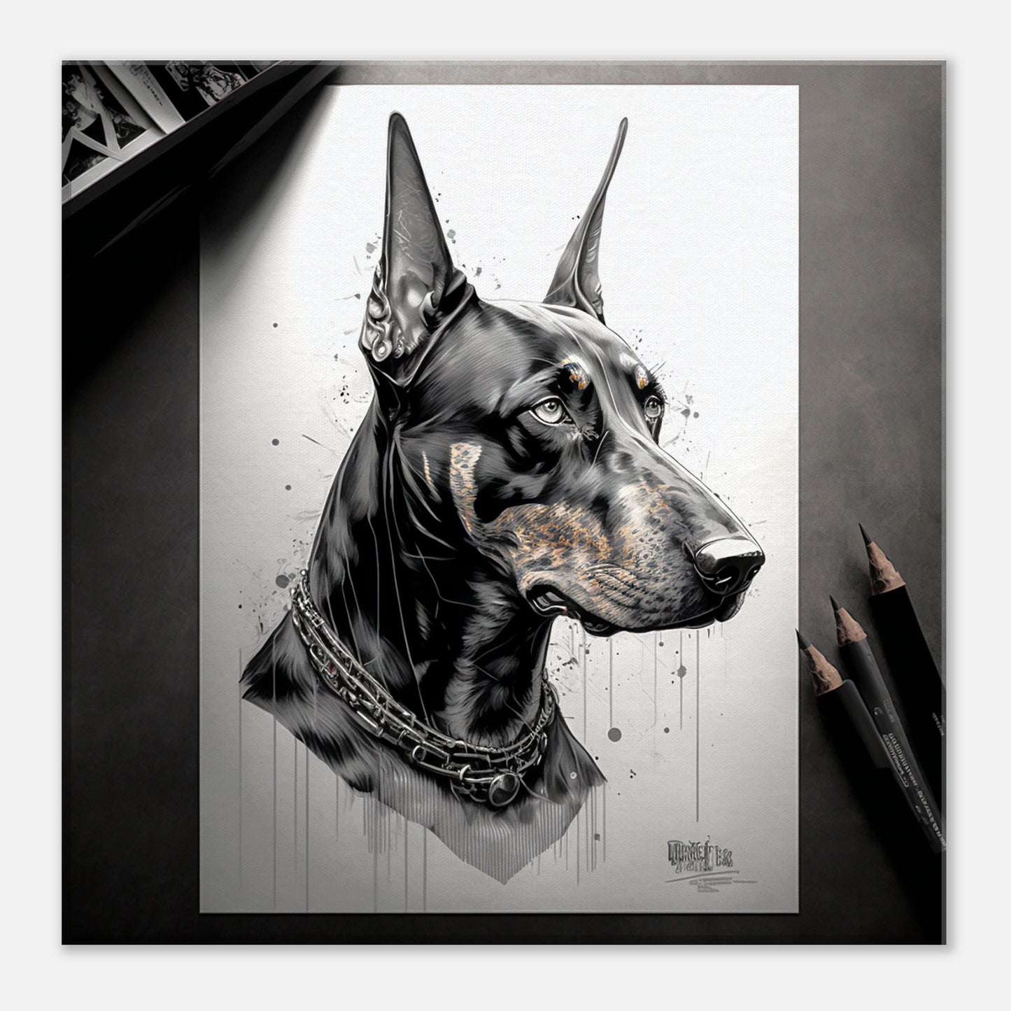 Toile 30 X 30 cm - Doberman #3